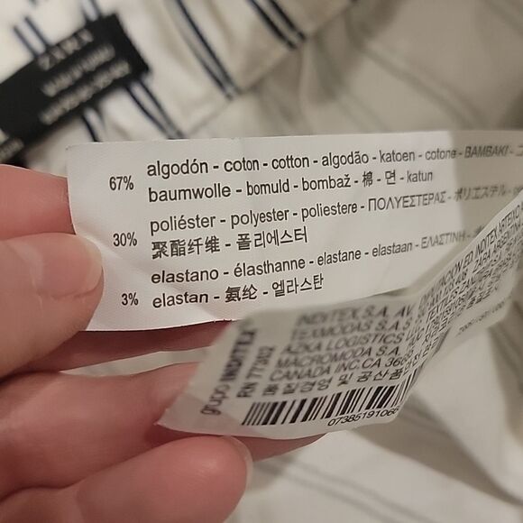 Zara TRF Pleated Belted High Waist Paper Bag Shorts White Striped Size XS New - Picture 9 of 12